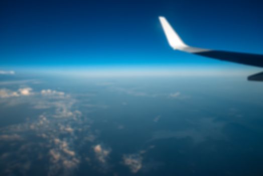 Blurred background View of air plane wing