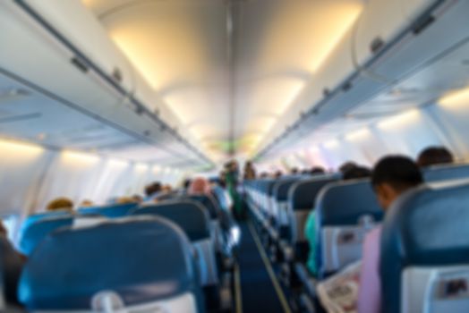 Blurred background of Airplane interior