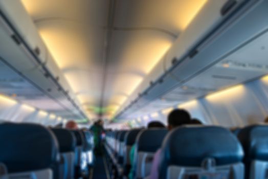 Blurred background of Airplane interior