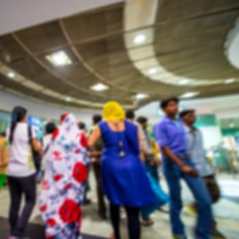 Blurred background of passenger walk at subway station