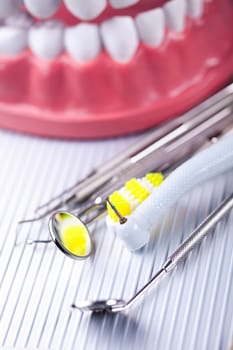 Dental Tools set, bright colorful tone concept