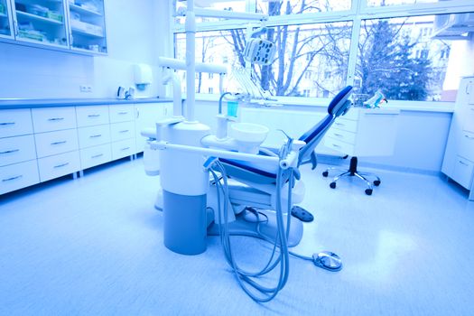 Dental clinic interior, bright colorful tone concept