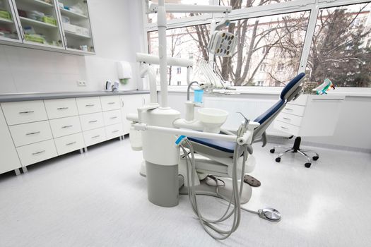 Dental clinic interior, bright colorful tone concept