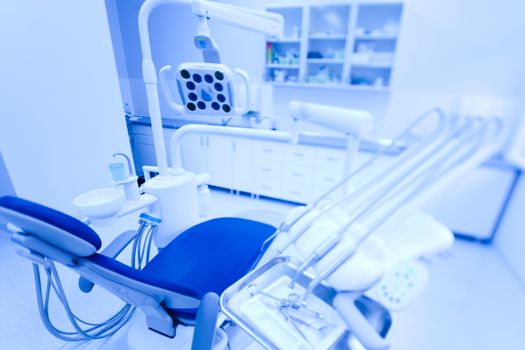 Dental office, equipment, bright colorful tone concept