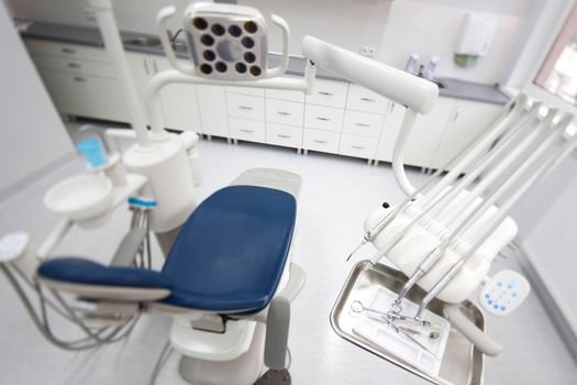 Dental office, equipment, bright colorful tone concept