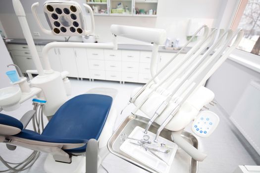 Dental office, equipment, bright colorful tone concept