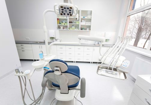 Dental office, equipment, bright colorful tone concept