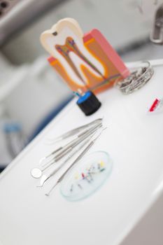 Dentist office, equipment, bright colorful tone concept