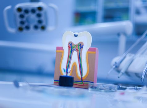 Dentist office, equipment, bright colorful tone concept