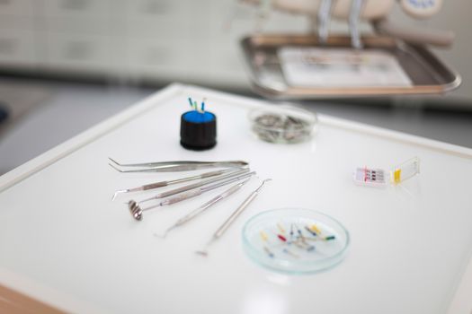 Dentist office, equipment, bright colorful tone concept