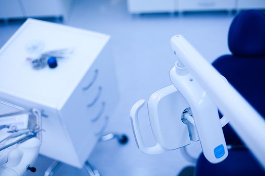 Dentist office, equipment, bright colorful tone concept