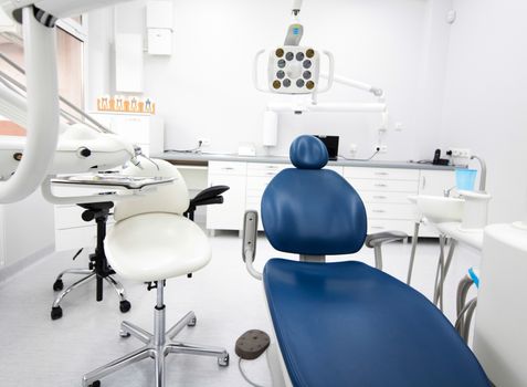 Dental clinic interior, bright colorful tone concept