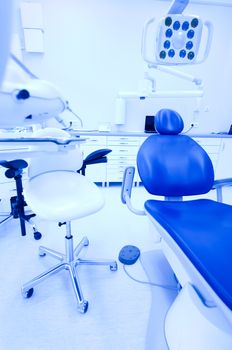 Dental clinic interior, bright colorful tone concept
