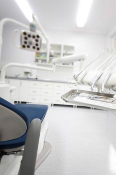 Dental office, equipment, bright colorful tone concept