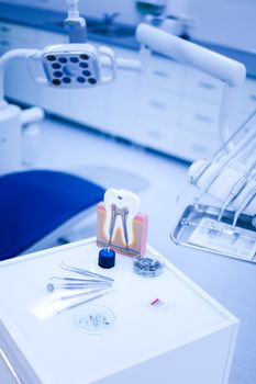 Dentist office, equipment, bright colorful tone concept