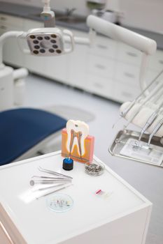 Dentist office, equipment, bright colorful tone concept