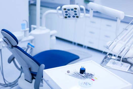 Dentist office, equipment, bright colorful tone concept