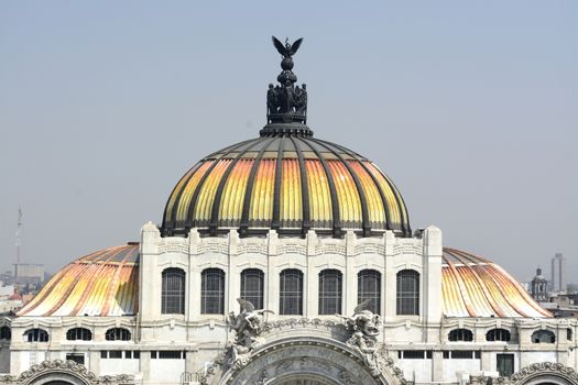 The roof of the Palace of Beauty Arts downtown in Mexico City