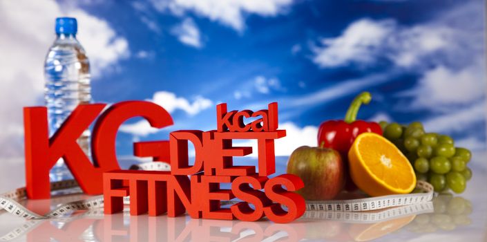 Calorie, Kilograms, Sport diet, bright colorful tone concept