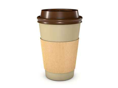 Takeaway coffee cup with lid isolated on white backgroun