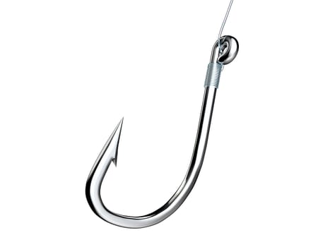 Metal fishing hook isolated on white background