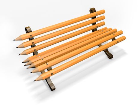 Pencil bench isolated on white