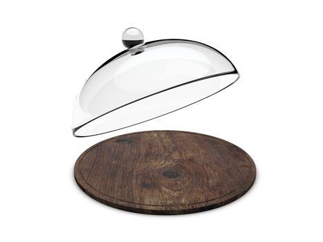 Wooden tray with glass cover