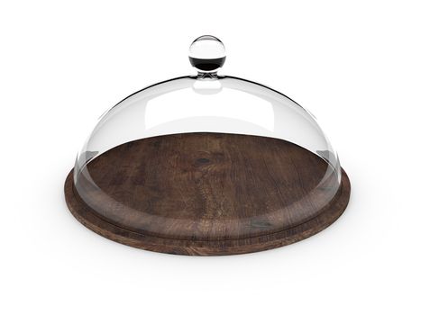 Wooden tray with glass cover