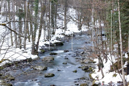 Mountain river during winter