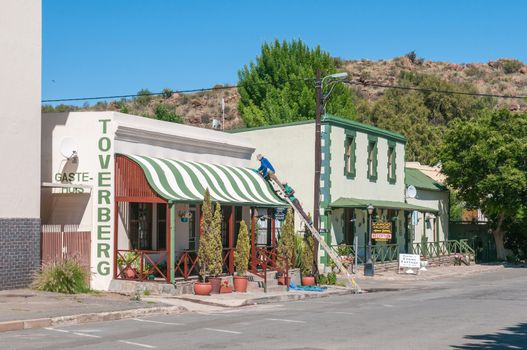 COLESBERG, SOUTH AFRICA - DECEMBER 1, 2014: Historic buildings in early Karoo architectural style