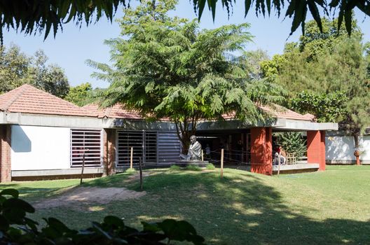 Ahmedabad, India - December 28, 2014: Mahatma Gandhis monument in Sabarmati Ashram. Sabarmati Ashram is the spiritual center founded by Mahatma Gandhi in 1917, headquater of freedom fighting