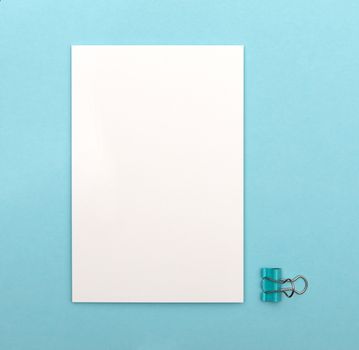 white blank card on a blue background