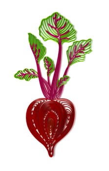 Quilling stylized 3D beetroot illustration over white
