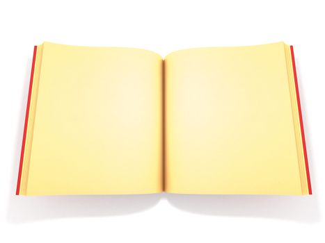 Illustration of opened book with gold pages against white background.