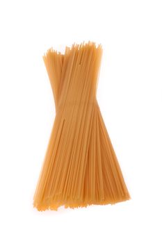 Uncooked spaghetti isolated on white