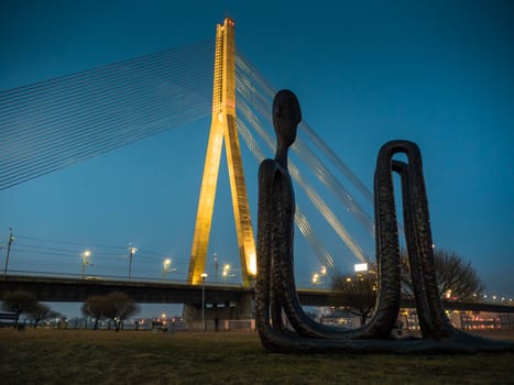 Quay of Daugava river in Riga, Latvia.