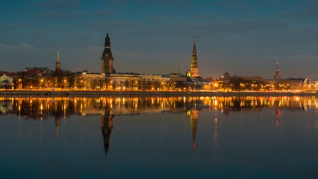 Quay of Daugava river in Riga, Latvia.