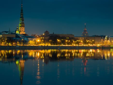 Quay of Daugava river in Riga, Latvia.