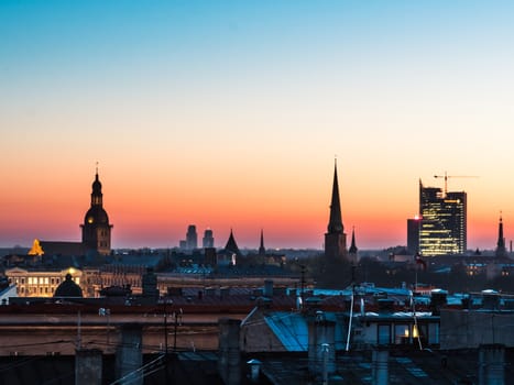 Panorama of Riga from one the buildings roof