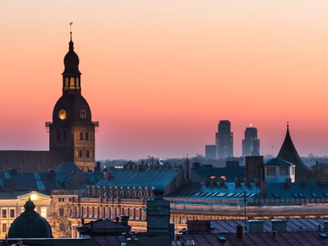 Panorama of Riga from one the buildings roof