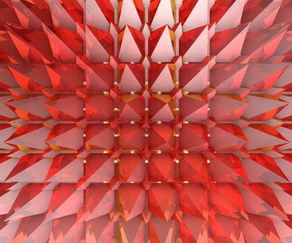 3D Red glass transparent piramids background texture