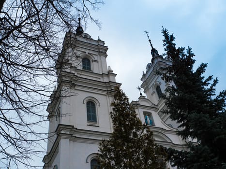 White orthodox church against the blue sky