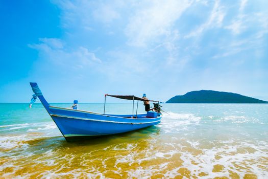 Traditional Ship Thai boat of the tropical beach. Thailand