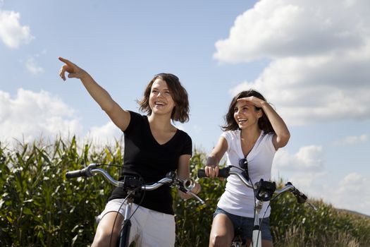 Woman bike, summer free time spending