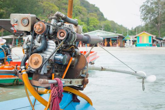 Long tail boat engine (Car engine) To be adapted for use on boats of the beach. Thailand