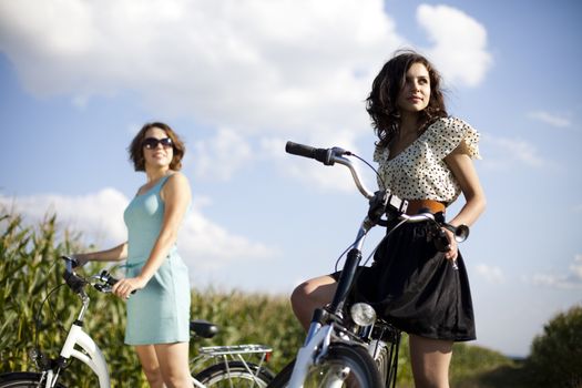 Young woman riding a bicycle