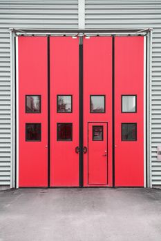 Red Garage Door on a warehouse building