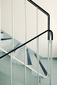 Old ugly and dirty staircase of a 1960s apartment building.