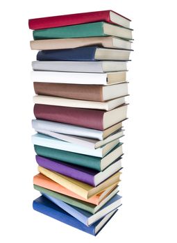 Pile of Books with different colors isolated on white background