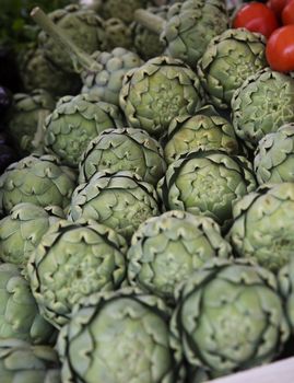 Close up of Artichokes at the Vegetable market in Paris
